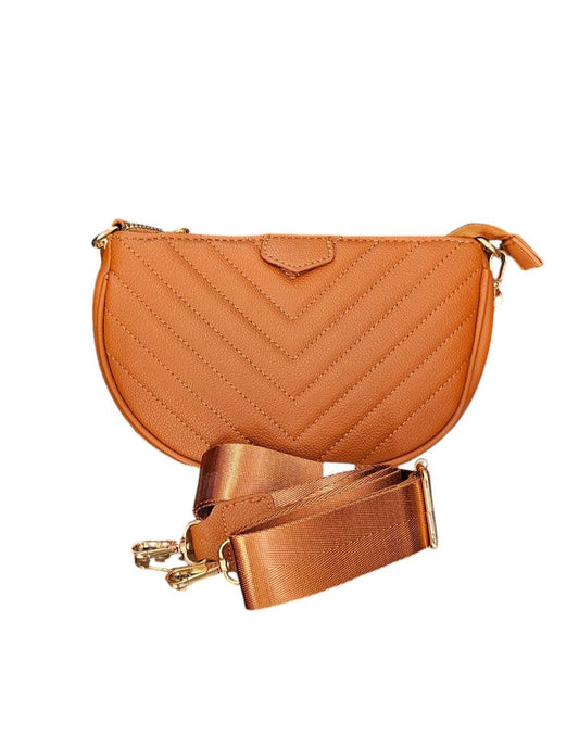 Bolso Crossbody 3 en 1 Acolchado Color Marrón | Incluye Bolsa Extra y Monedero