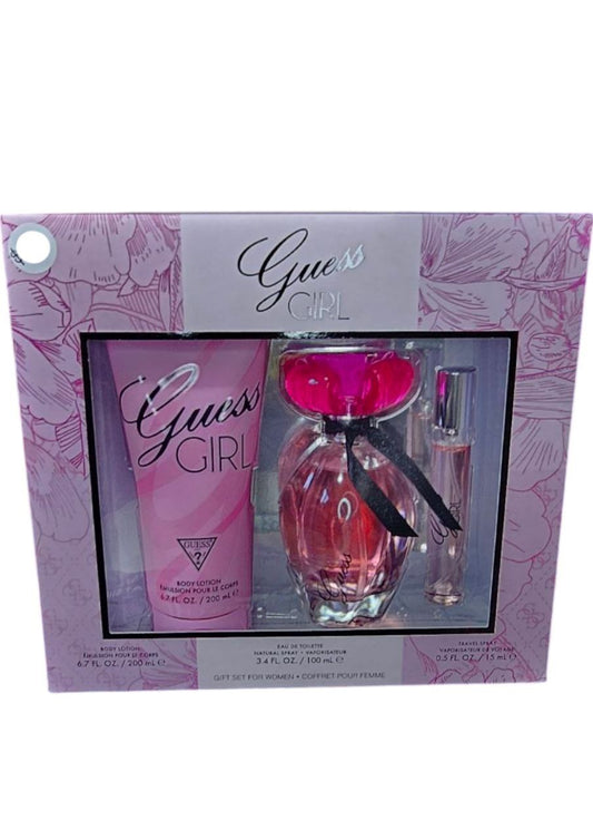 Guess Girls Gift Set para Mujer – Eau de Toilette 100 ml + Body Lotion 200 ml + Travel Spray 15 ml