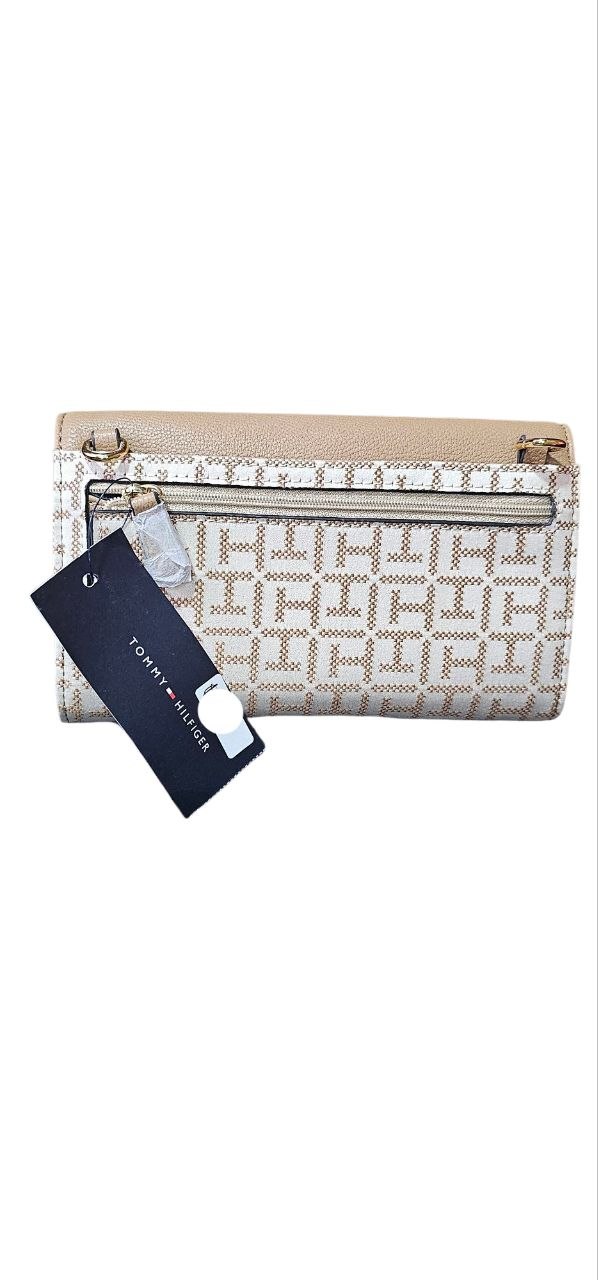 Tommy Hilfiger 69JA889 270 KF8 | Cartera de Mano con Correa para Hombro Café/Beige para Mujer