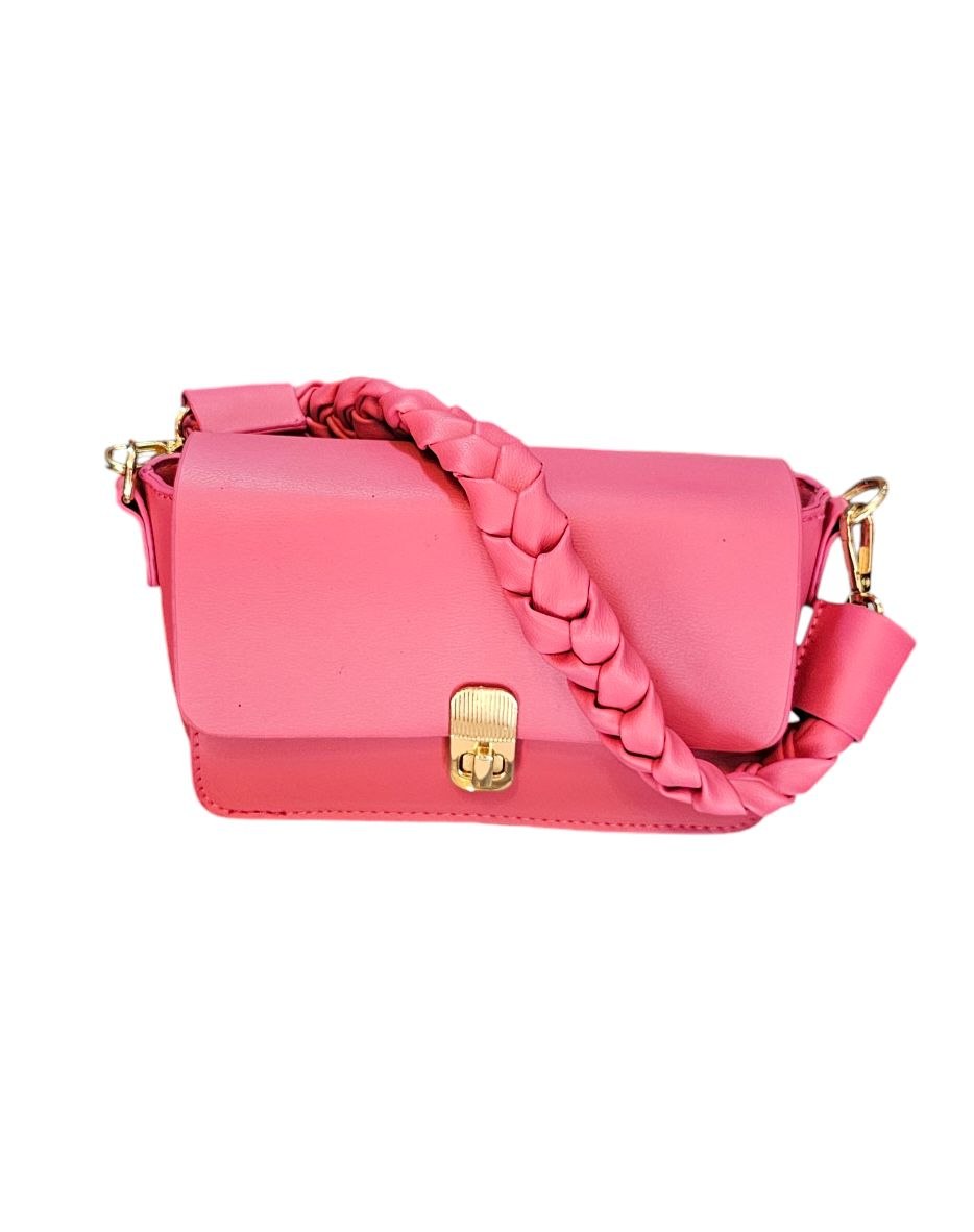 Bolso Crossbody Elegante Color Rosa con Asa de Mano y Correa para Hombro