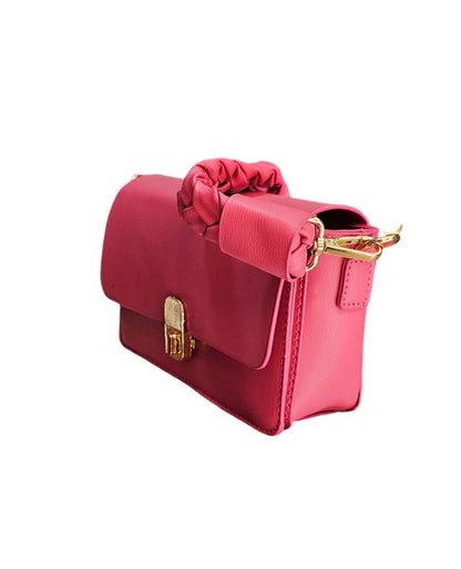 Bolso Crossbody Elegante Color Rosa con Asa de Mano y Correa para Hombro