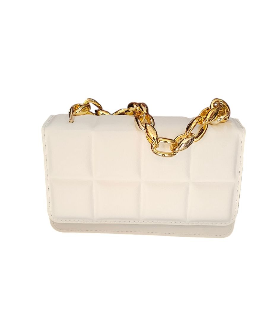 Bolso Crossbody Acolchado con Asa de Mano | Color Negro con Herrajes Dorados