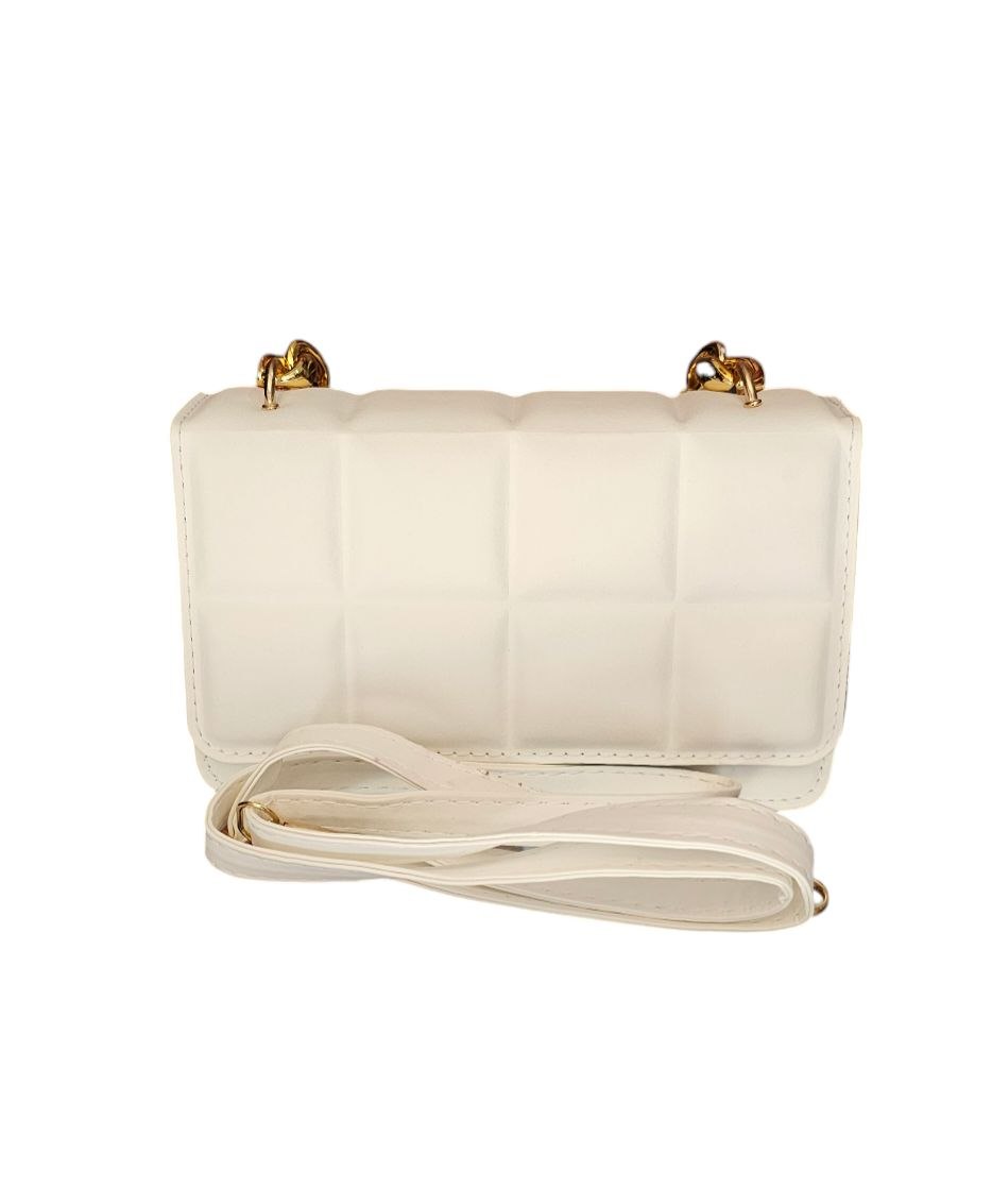 Bolso Crossbody Acolchado con Asa de Mano | Color Negro con Herrajes Dorados